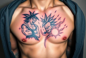 legendary dragonball z scene with energy aura and power effects tattoo idea