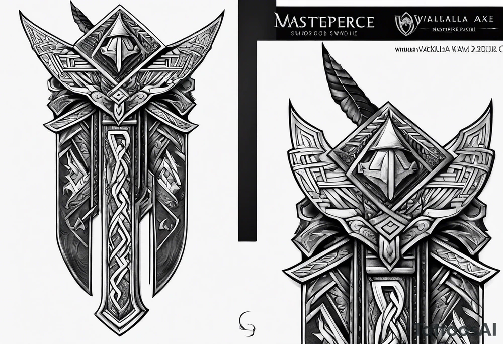Valhalla valknut sword axe tattoo idea