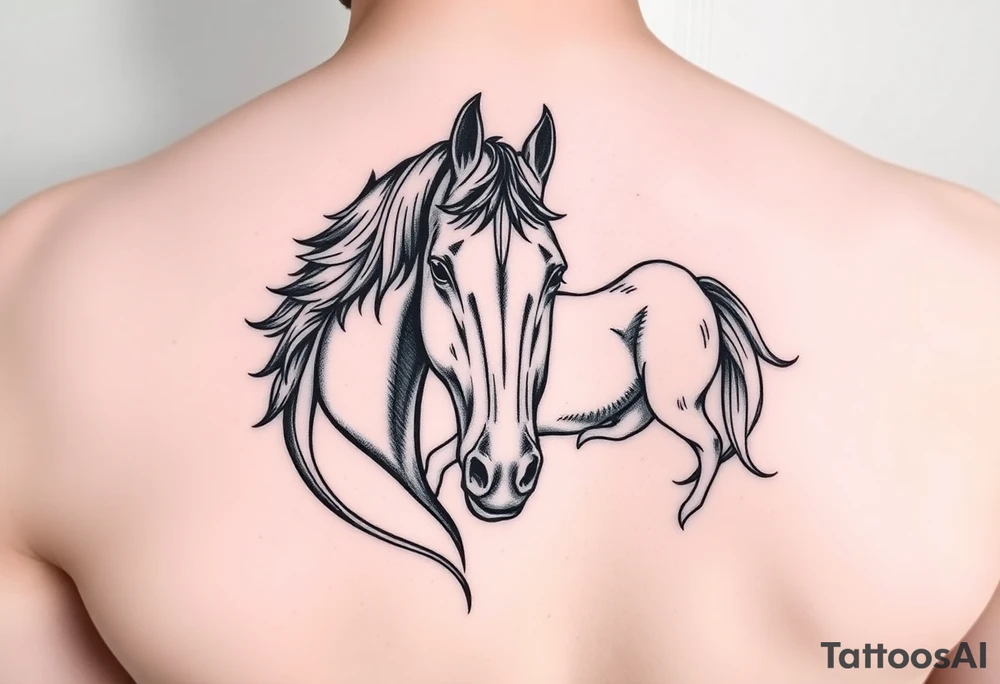 Horse and cat bond smaller for behind arm above elbow tattoo idea