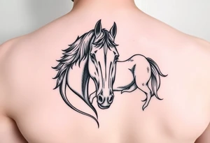 Horse and cat bond smaller for behind arm above elbow tattoo idea