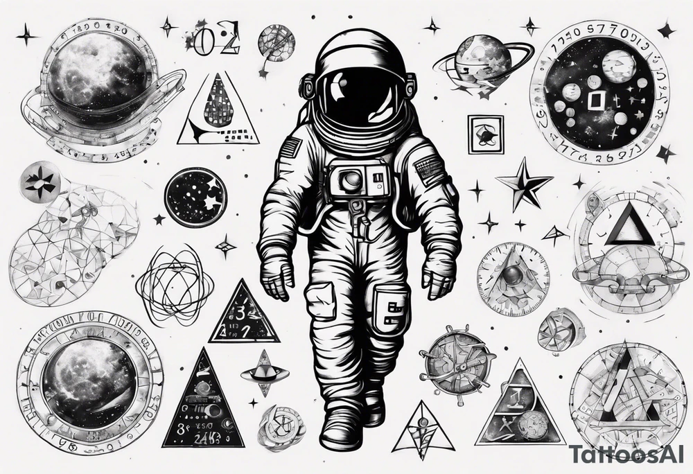 Astronaut surrounded by math tattoo idea