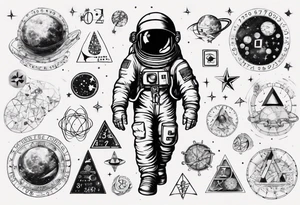 Astronaut surrounded by math tattoo idea