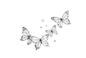 Simple outline of butterflies with lots of sparkles and some bubbles tattoo idea
