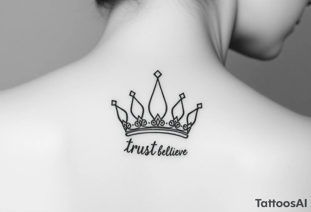 Pray, trust, believe, crown tattoo idea