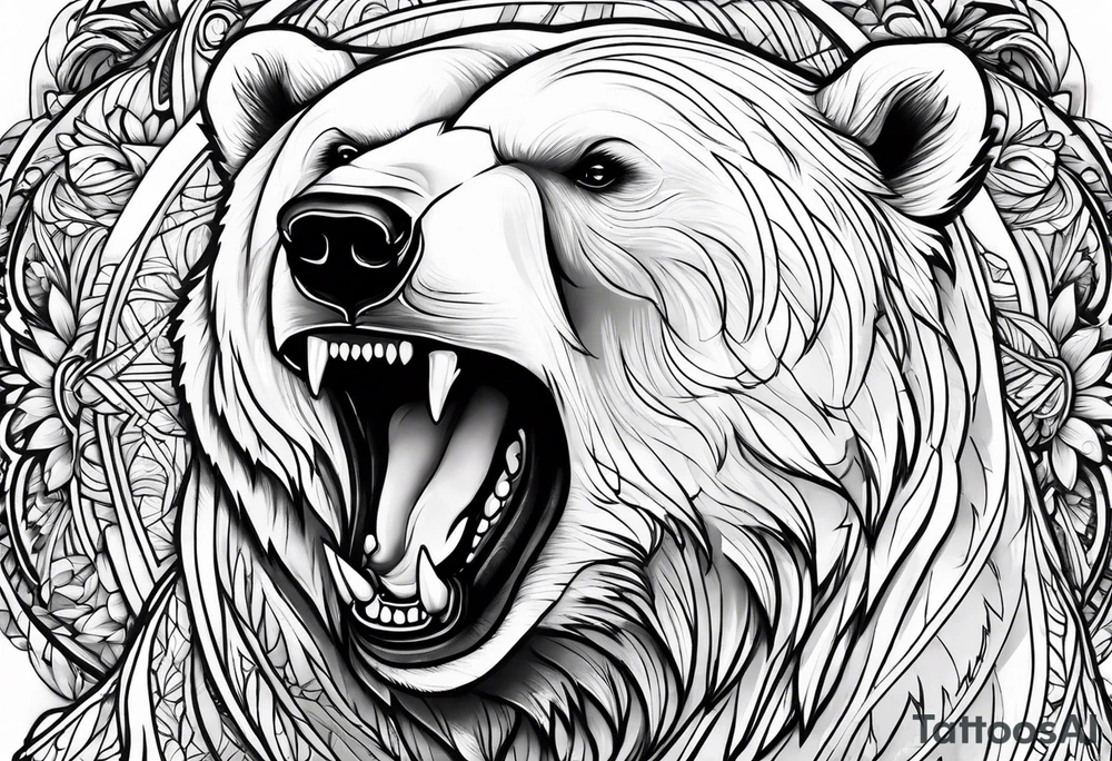 polar bear growls tattoo idea