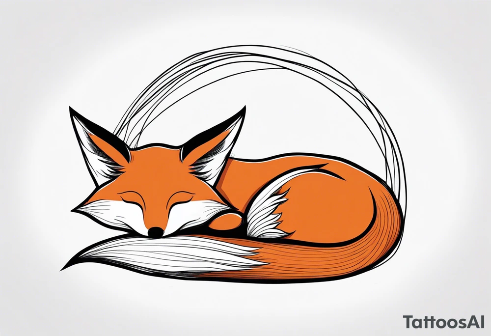 fox, curled up, sleeping, realistic, tattoo idea