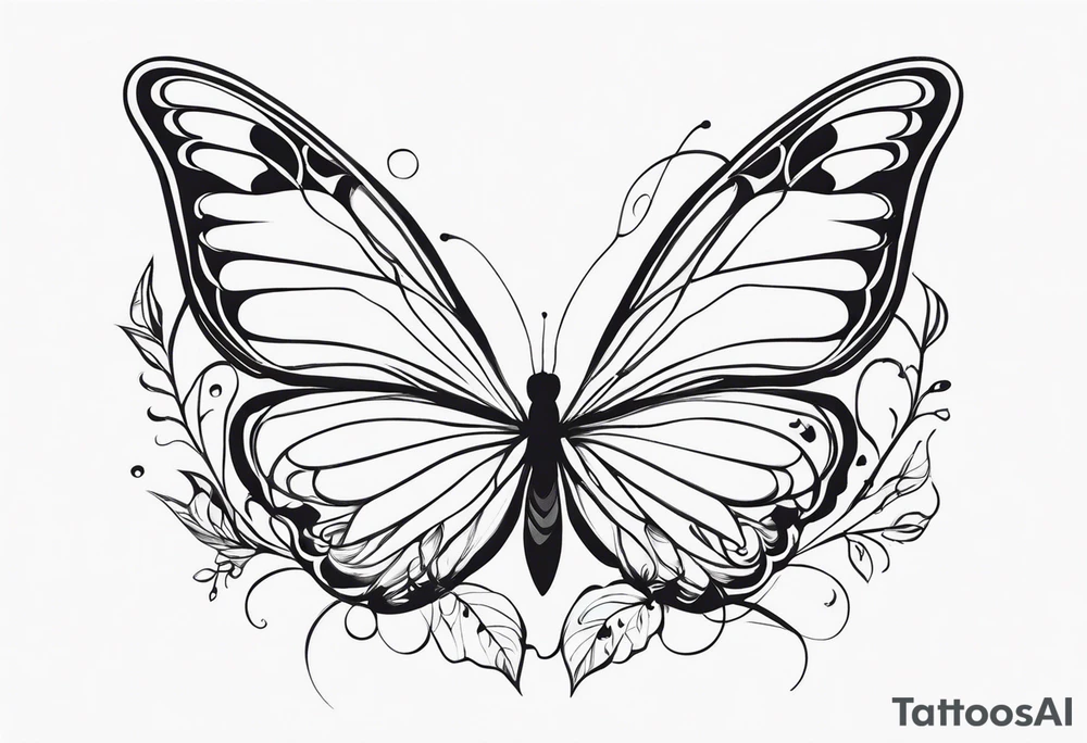 Butterflies in center of forearm with vine wrap around tattoo idea