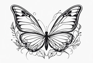 Butterflies in center of forearm with vine wrap around tattoo idea