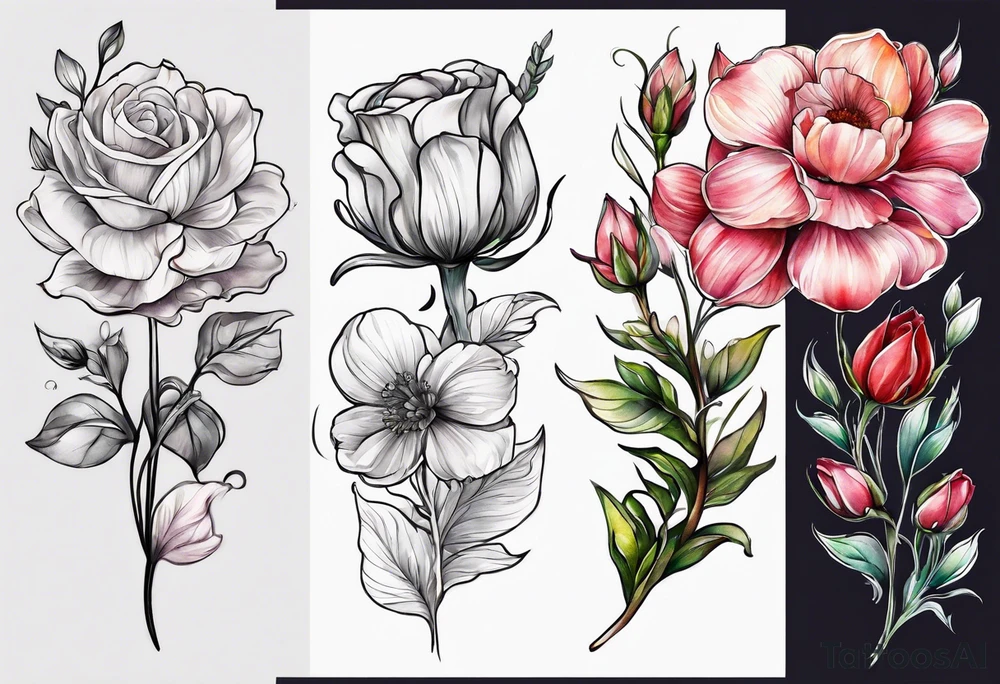 Birth flower February, march, September and December spine tattoo tattoo idea