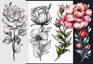 Birth flower February, march, September and December spine tattoo tattoo idea