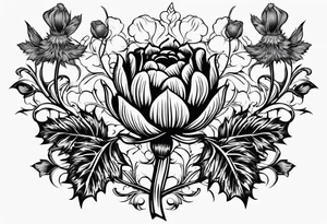 Scottish thistle, 4 leaf clover, Tudor rose tattoo idea