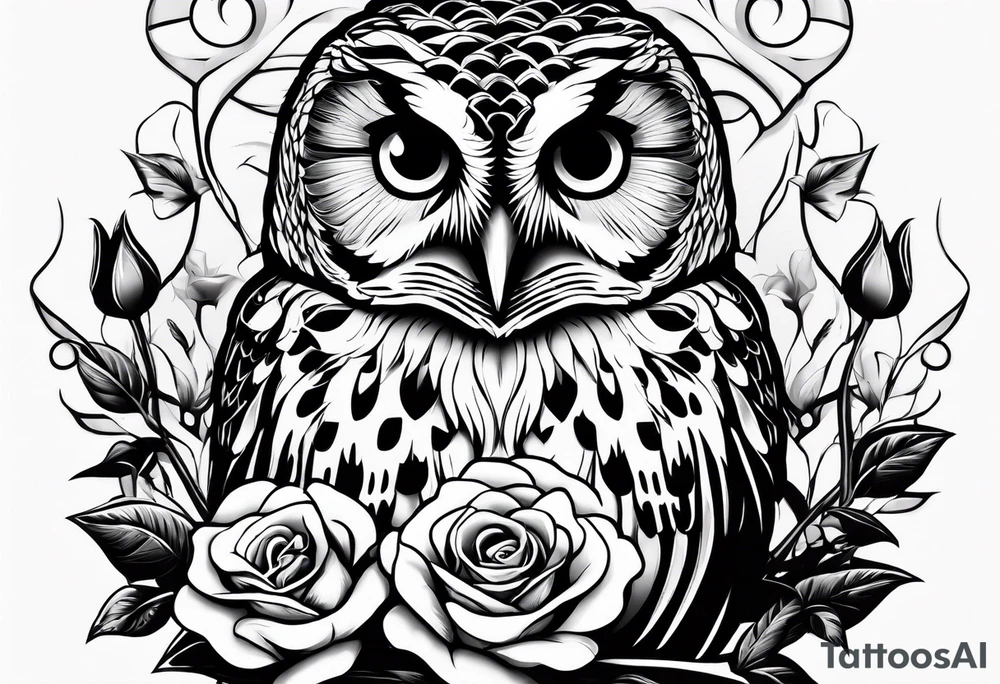 Barred owl and a rose tattoo idea