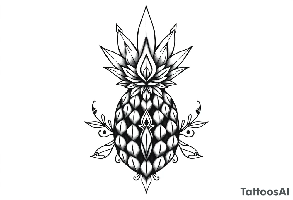 powerful majestic crown pineapple vagina, and anus tattoo idea