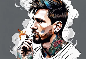 messi smoking a joint tattoo idea
