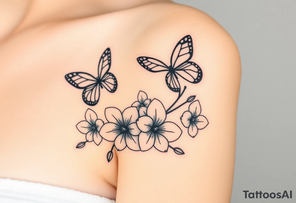 Butterflies over orchids tattoo idea
