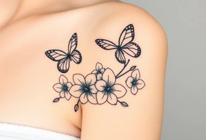 Butterflies over orchids tattoo idea