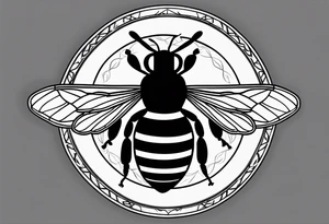 a bee inside of a emblem, like a family blazon
think like Louis XIV tattoo idea