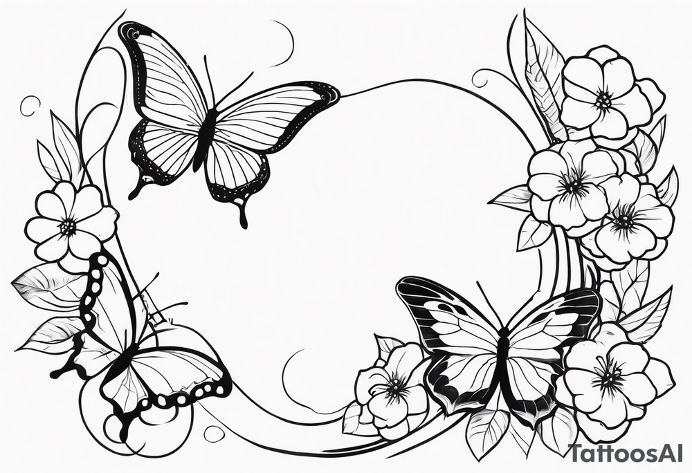 Butterflies with flowers & snake tattoo idea