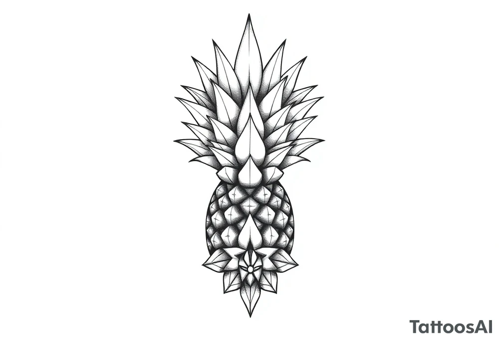 Bushy crown pineapple vagina, design to go over vagina , erotic vagina area design, anus to be at the bottom tattoo idea