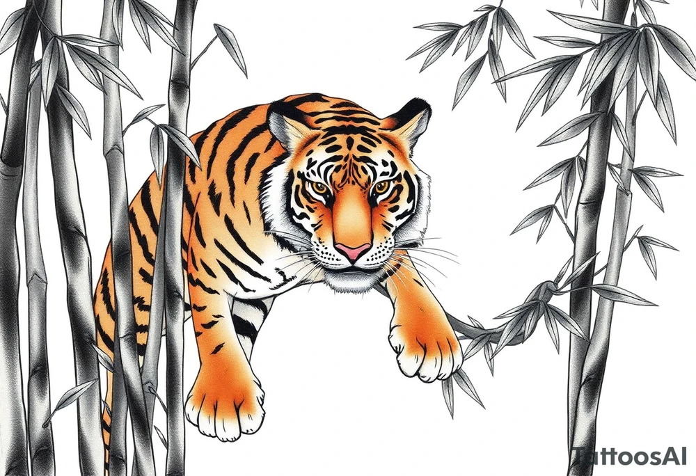 a tiger lurking in the bamboo forest tattoo idea