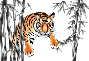 a tiger lurking in the bamboo forest tattoo idea