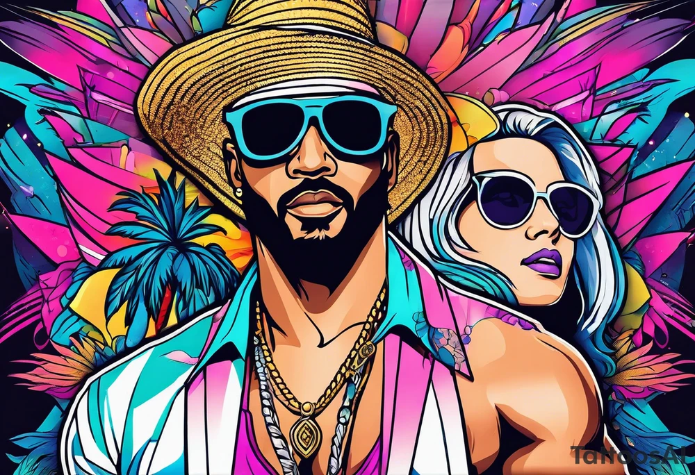 miami vice style party tattoo idea