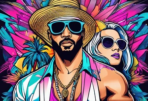 miami vice style party tattoo idea