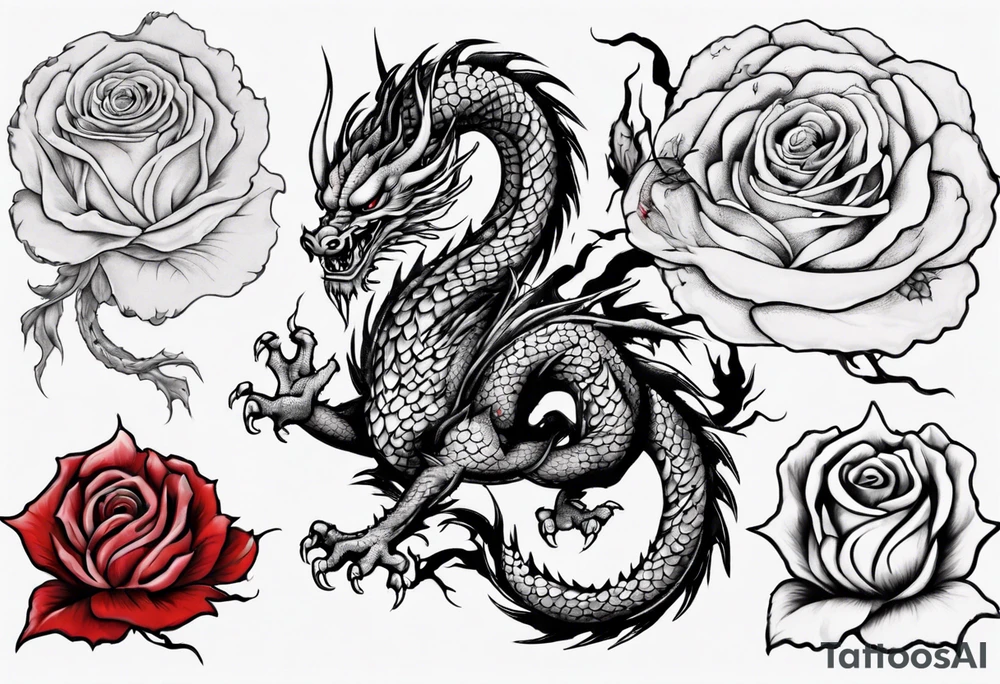 japanese dragon which is also a rose tattoo idea