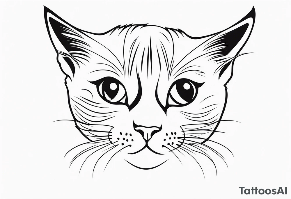 “Design a minimalist tattoo of a playful kitten, capturing its curious expression with simple lines and minimal detail. tattoo idea