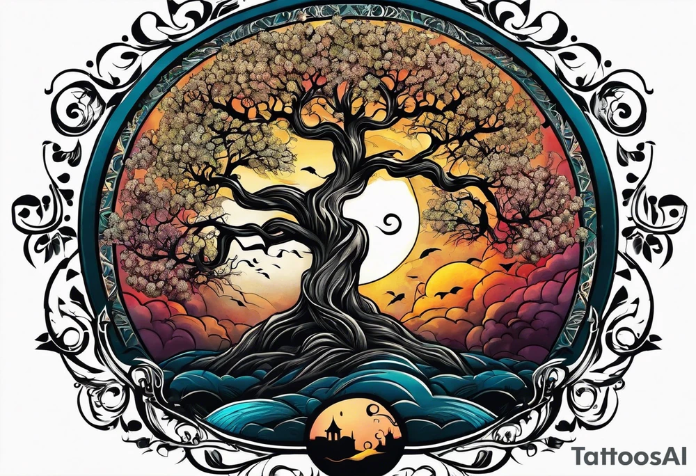 tree of life in a thunderstorm tattoo idea