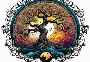 tree of life in a thunderstorm tattoo idea