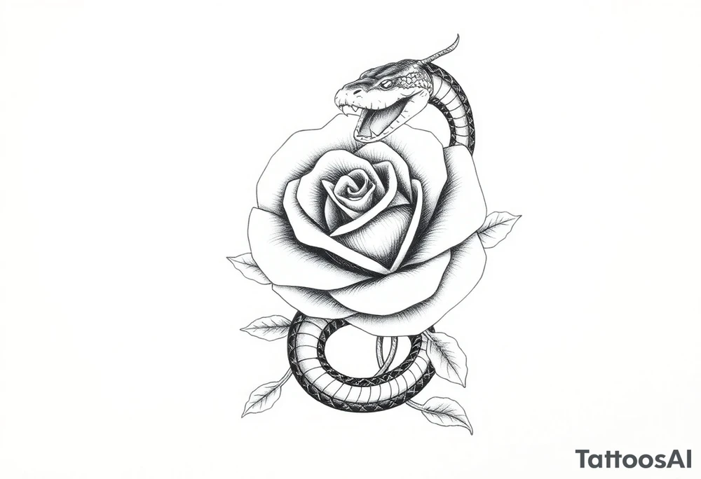 Snake wrapped around a rose tattoo idea