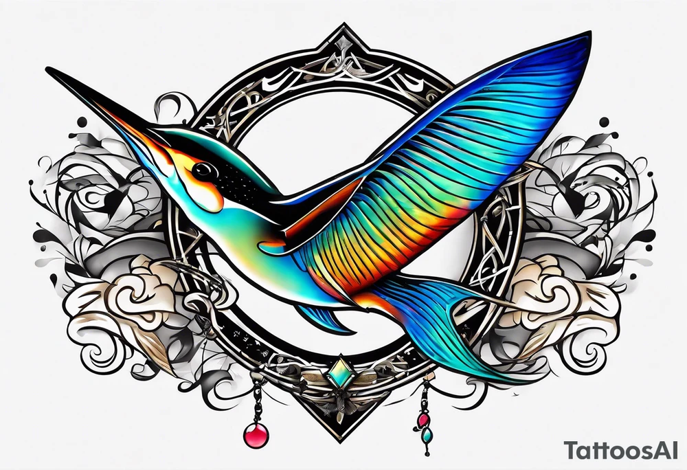 Marlin, Gibson flying V,  musical notes, peace tattoo idea