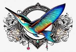 Marlin, Gibson flying V,  musical notes, peace tattoo idea