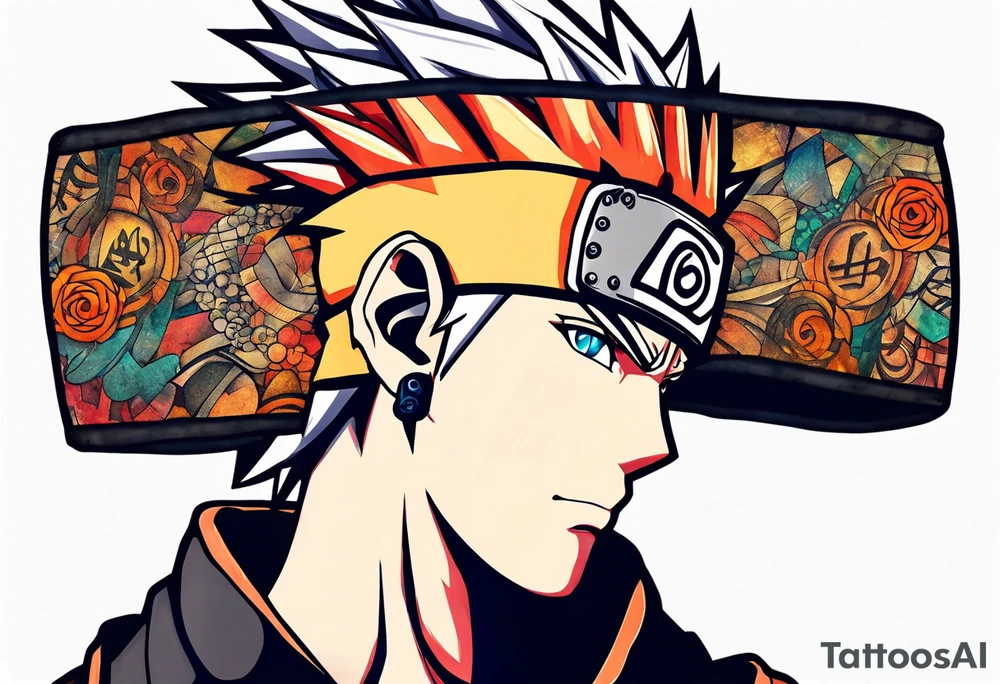 A naruto headband with the letters AR in the middle tattoo idea