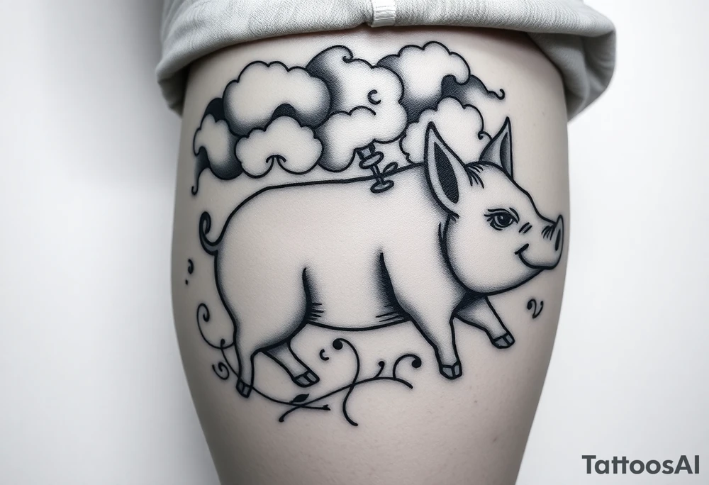Storm clouds the word gluttony and sexy pig woman tattoo idea