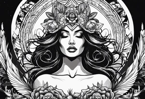 Resurrection Beautiful woman rising from her dead self to inner peace and self-love tattoo idea