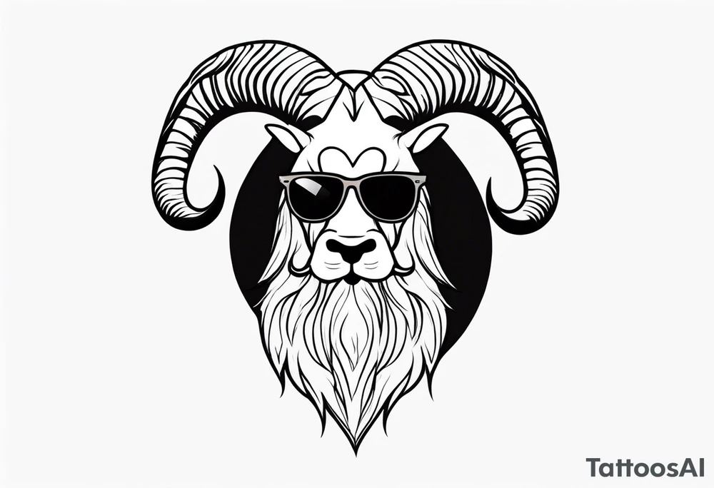 capricorn with beard and sunglasses tattoo idea