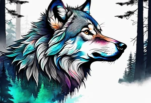 Leaking painted Wolf
Dark forest tattoo idea