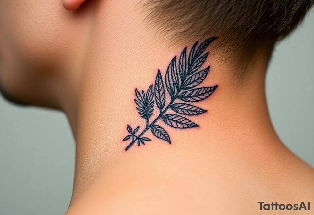 large woven palm leaves tattoo idea