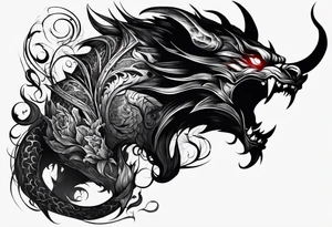the shadow of a demon following a men tattoo idea