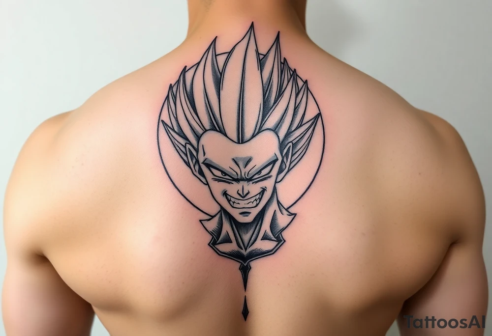 Majin vegeta with moon and oozaru background tattoo idea