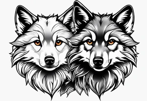2 cute baby wolves tattoo idea