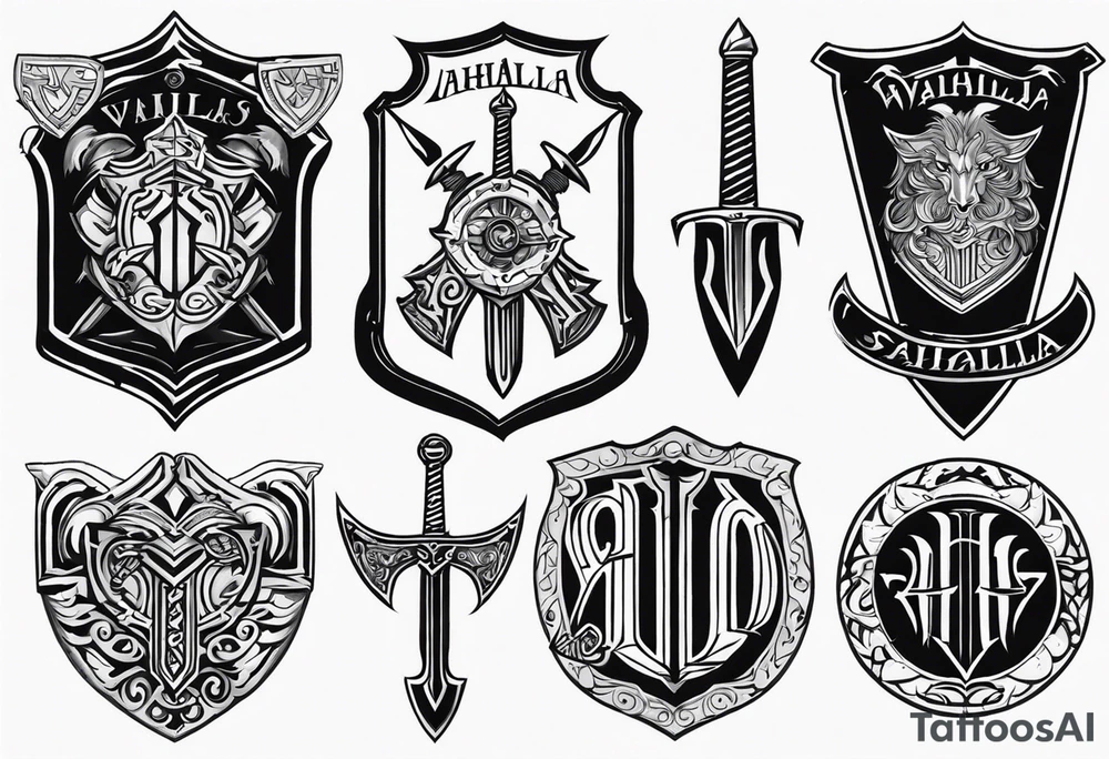 Valhalla sword shield tattoo idea