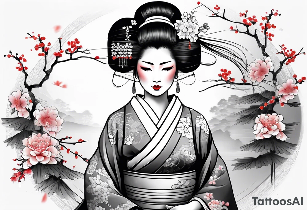 geisha girl traditional tattoo idea