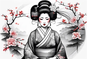 geisha girl traditional tattoo idea