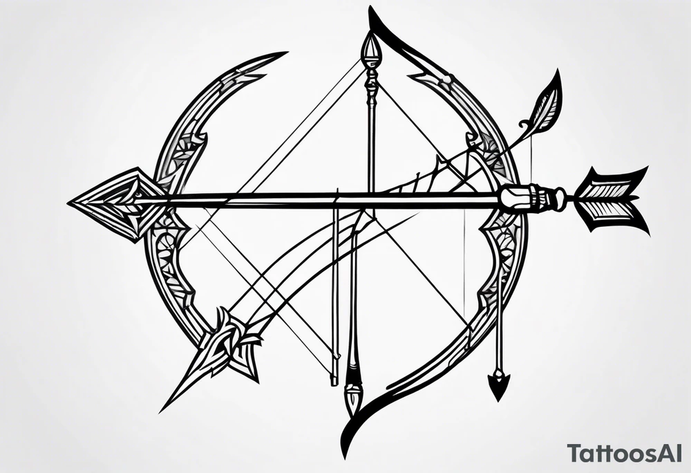 Traditional Bow and Arrow tattoo idea