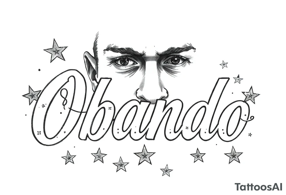 last Name Obando with stars tattoo idea