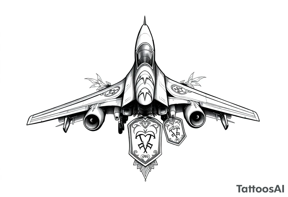 F4 phantom with celtic tribal and memorial dog tags tattoo idea