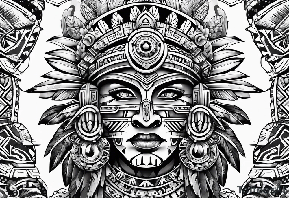 aztec theme sleeve tattoo idea
